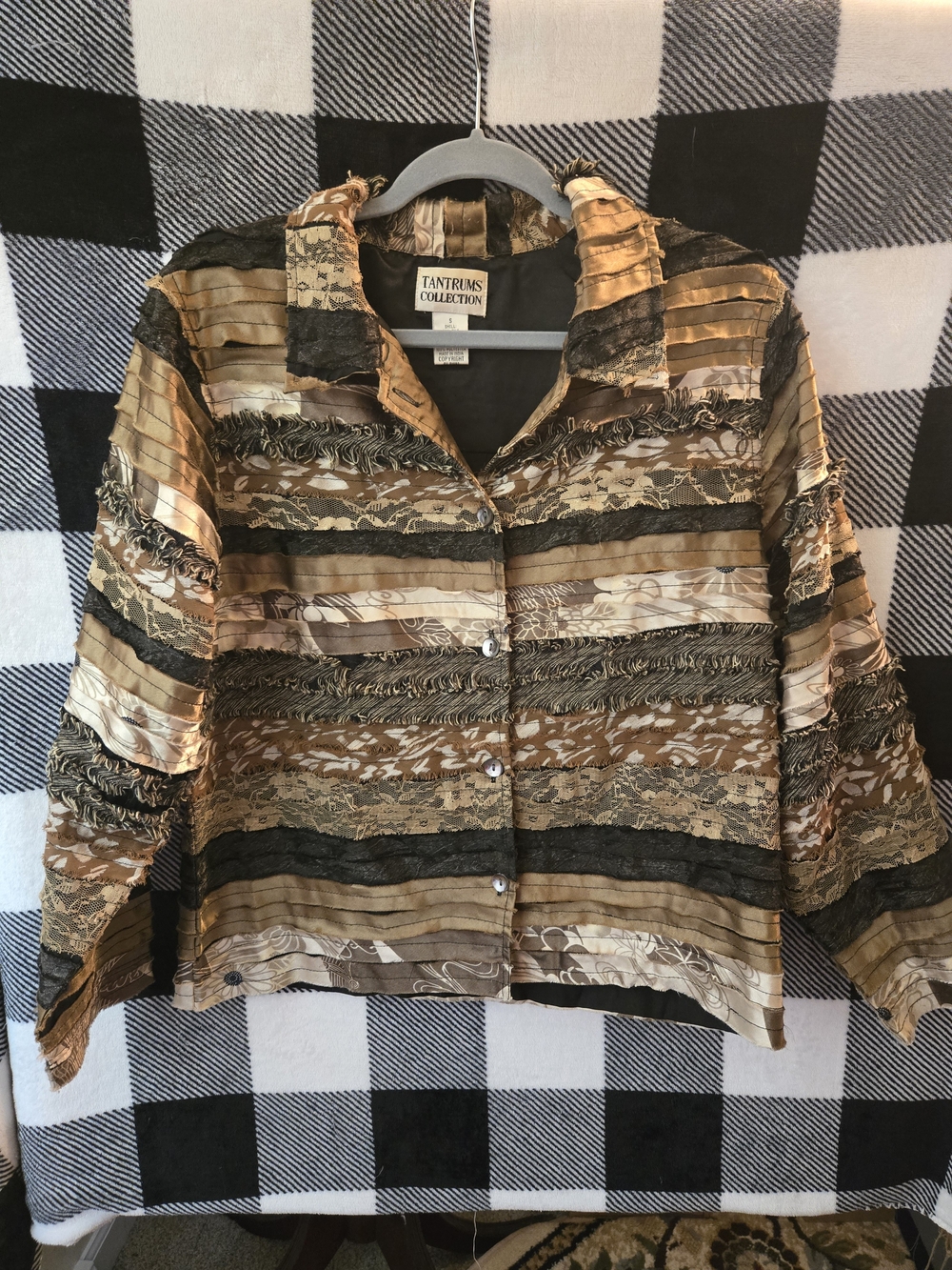 Tantrums Black and Tan Mixed-Fabric Jacket